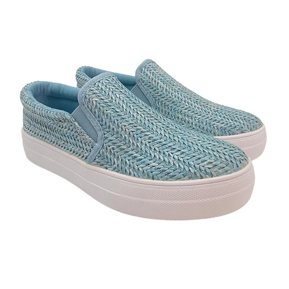 BUY ONE GET ONE FREE Soda Hike Slip-on  Fashion Sneaker  Blue Raffia - Size 7 - Picture 4 of 6